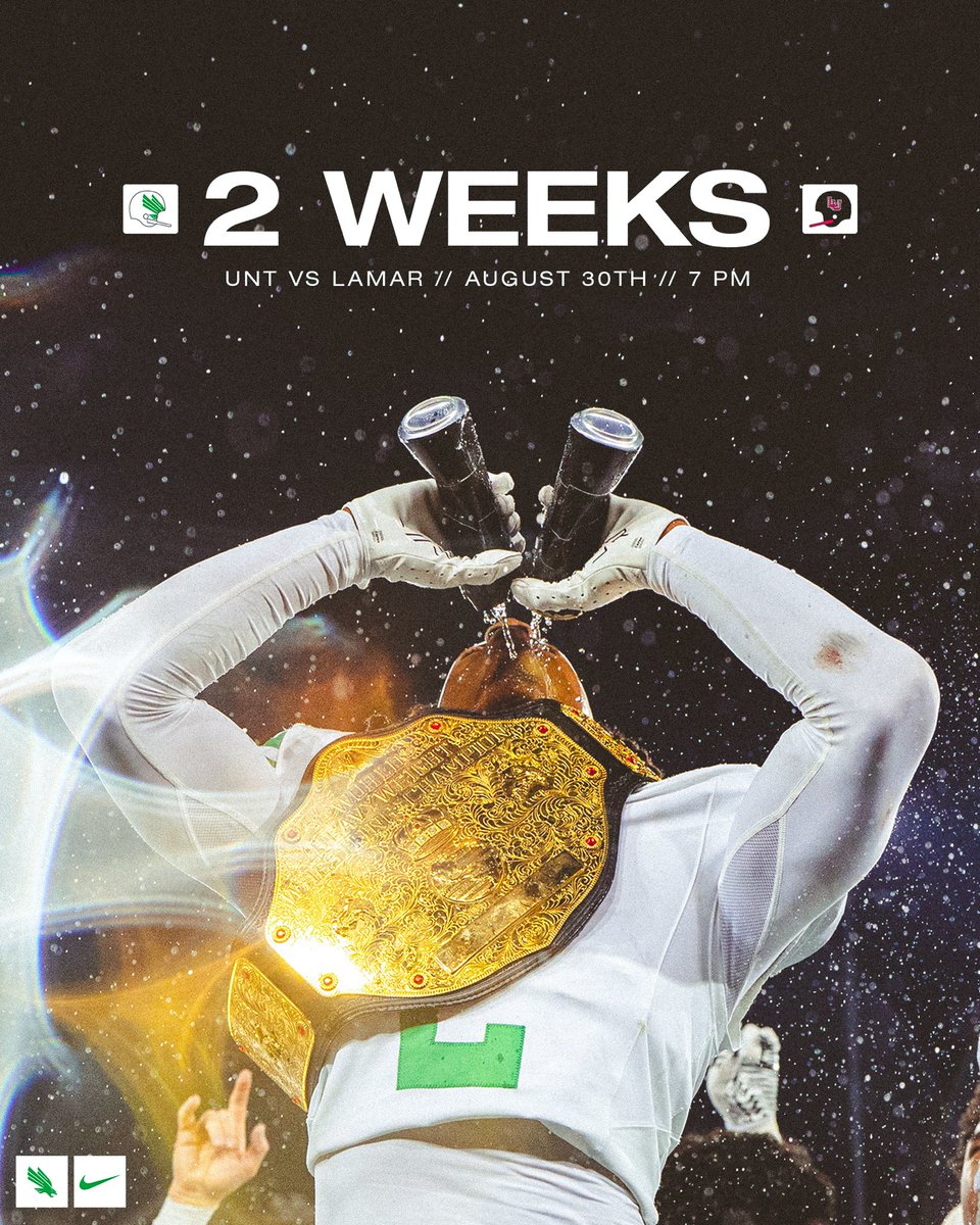 ✌️ WEEKS OUT!

Single 🎟️ northtex.as/25FBSingleGame
Season 🎟️ northtex.as/25FBSeasonTix
Mini Plans 🎟️ northtex.as/MiniPlans25

#GMG🦅