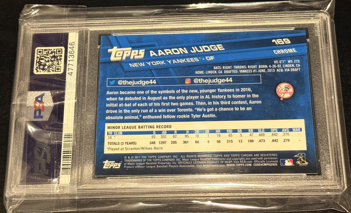 $285 shipped
2017 topps chrome Aaron Judge rookie PSA 10
Retweets Appreciated