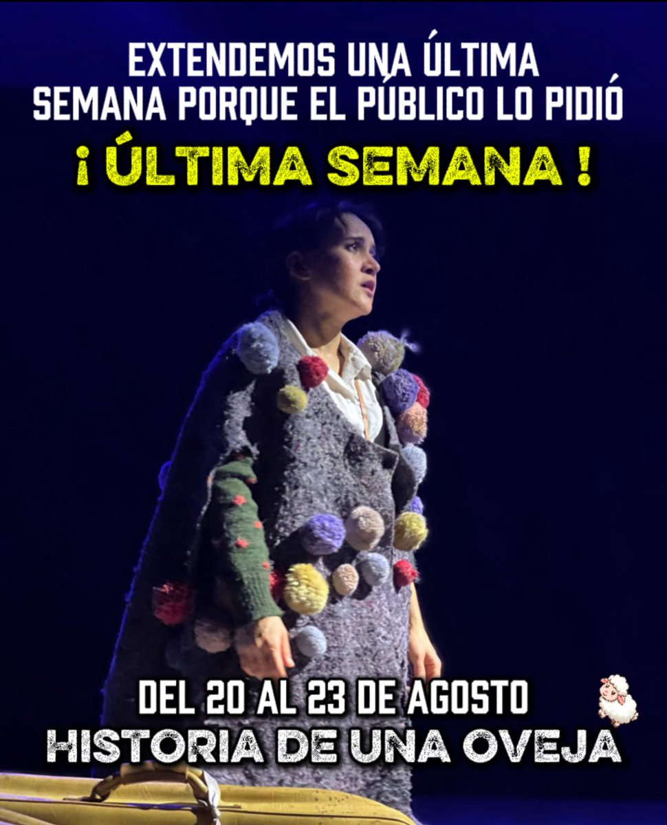 Última semana ✨
HISTORIA DE UNA OVEJA 🐑 

Reservas por Dm, llamando al 
(601) 642 1447 o 👉🏻 tuboleta.com/es/eventos/his…