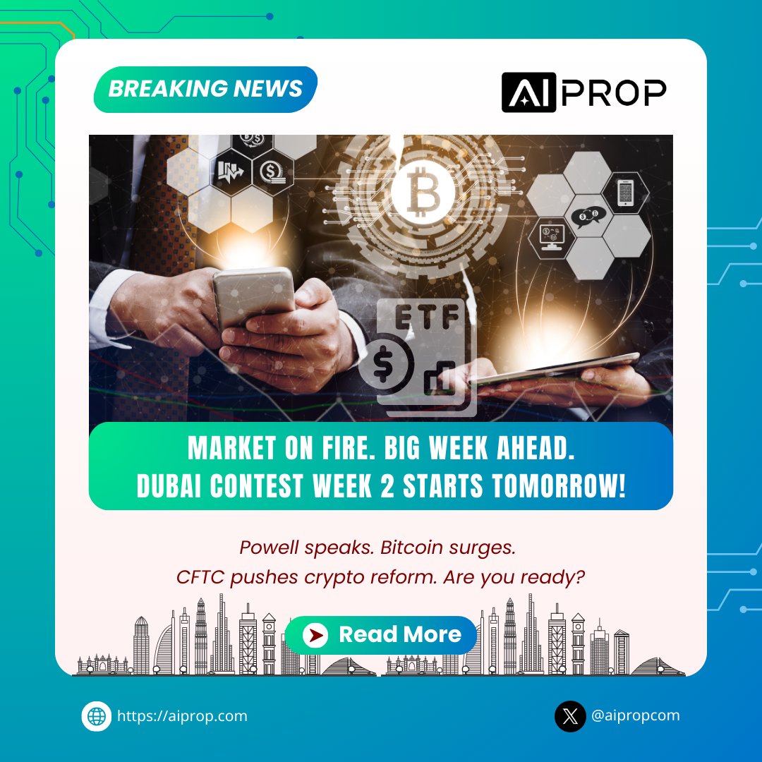 AipropCom's tweet image. 📰 Next week (Aug 18–24):

🔹 Powell at Jackson Hole
🔹 FED minutes drop
🔹 Coinbase pauses transfers (18–19)

🔹 BTC aiming for new highs!
🔹 CFTC eyes legal spot crypto
🔹 Key CPI &amp;amp; PMI data

📌 Set alerts. Trade smart.

#AIProp #PropFirm #ForexNews #CryptoUpdate #DubaiContest