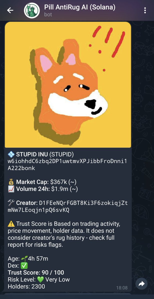 Pill Anti-rug AI is never wrong 
Look by yourself 
$stupid
$Pill 💊
#useless