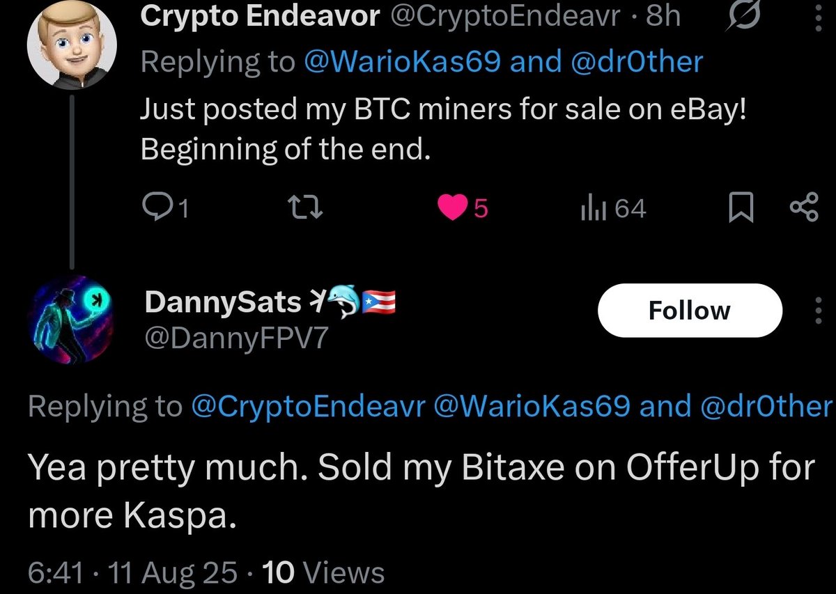 KaspaWarrior𐤊 (@kaspawarrior69) on Twitter photo <a href="/IrishNattySzn/">::Michael_Sailor::</a> <a href="/realvijayk/">Vijay Kailash, CFA, CFP®</a> <a href="/mattkratter/">Matthew R. Kratter</a> It is not only about if being centralized or not, your miners will literally surrender. Here is an example: <a href="/IrishNattySzn/">::Michael_Sailor::</a> <a href="/realvijayk/">Vijay Kailash, CFA, CFP®</a> <a href="/mattkratter/">Matthew R. Kratter</a> It is not only about if being centralized or not, your miners will literally surrender. Here is an example: