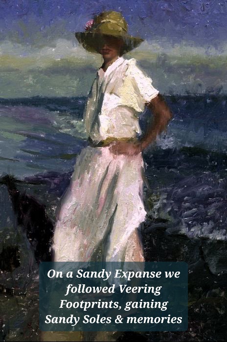 Morgan_R_R_Haze's tweet image. #EkphrasticVoice #OurPoetryX #Firewords 
On a Sandy Expanse we followed Veering Footprints, gaining Sandy Soles and memories
Art by Charles Warren Mundy