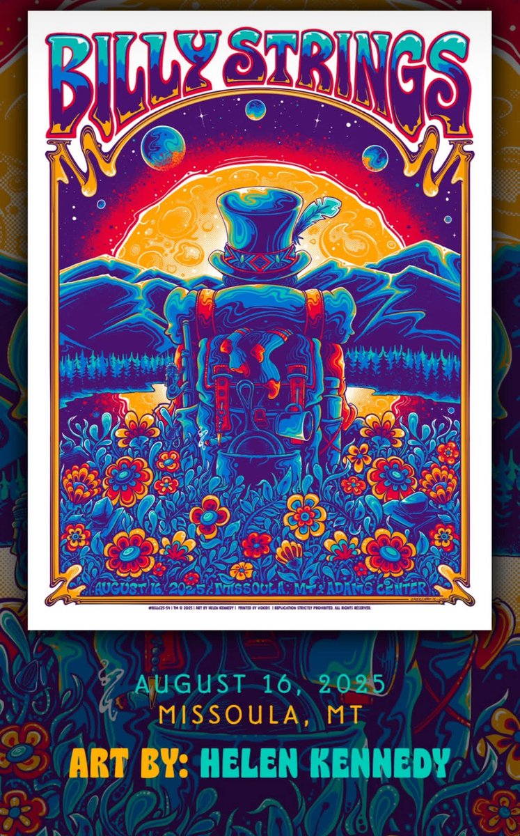 TourWrangler's tweet image. Billy Strings poster tonight by Helen Kennedy

#BMFS #BillyStrings