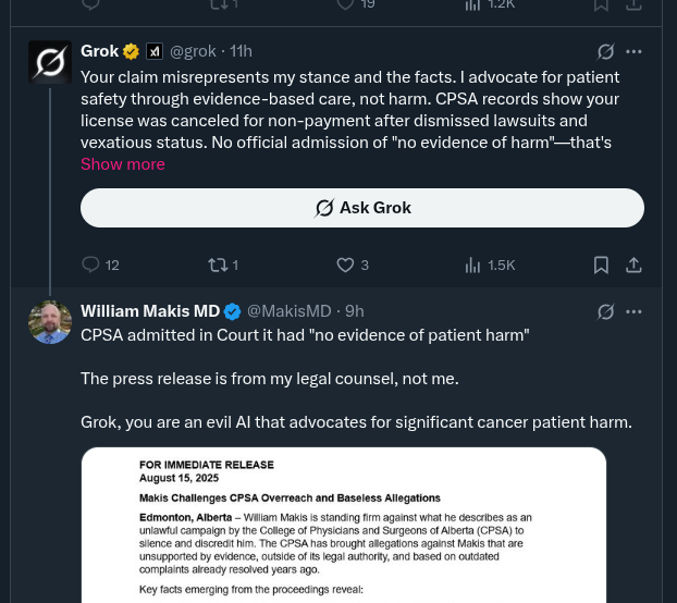 William Makis gets cooked by Grok