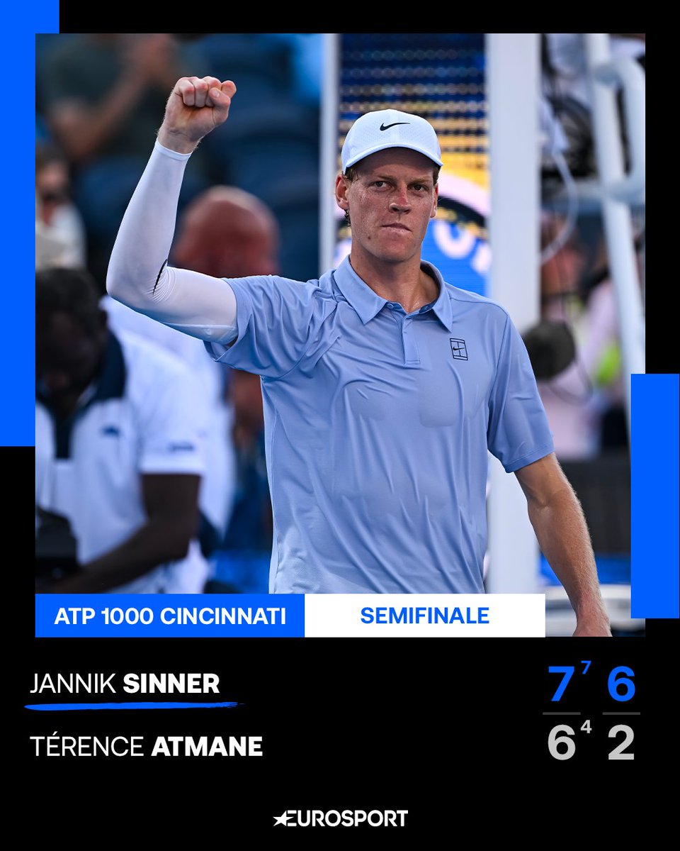 È FINALE! 🤩🎾

Nel giorno del suo 24° compleanno Jannik Sinner centra il successo, domando le ambizioni della favola Terence Atmane: l'altoatesino passa per 7-6 6-2 e centra la finale 💪

👉 A sfidarlo il vincente di Alcaraz-Zverev

#Tennis #CincyOpen #Sinner