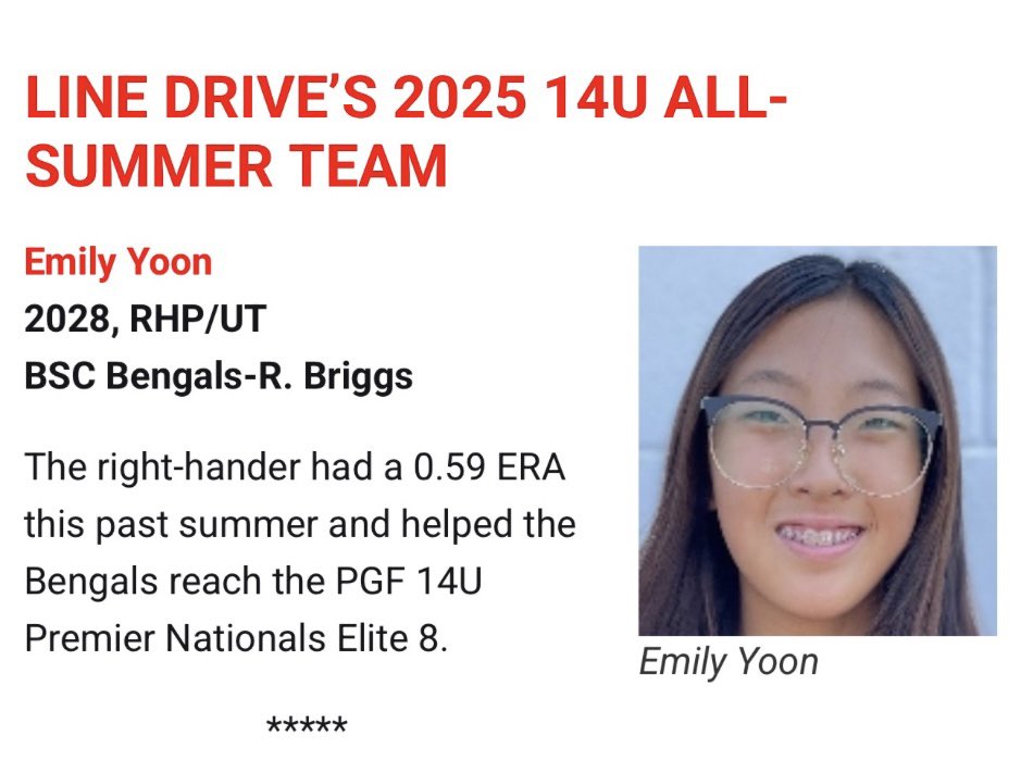 Thank you <a href="/LineDsoftball/">Line Drive Media</a> for the recognition. So many great players on this list. Congrats all.