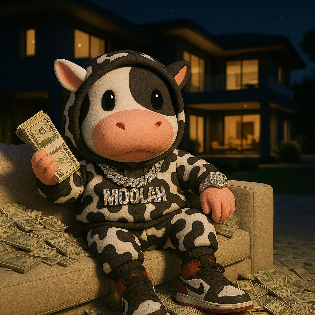 YoungMoolahSol's tweet photo. From the barnyard to the penthouse 
this cow really milked the game

HIGHER for $MOOLAH https://t.co/8lFMeZShho