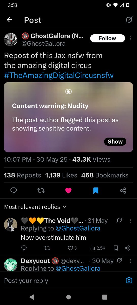 FennikFrost's tweet photo. (using this post as a example) is anyone else having a problem when they press show on these posts and it won't show the post it instead just highlights the bookmarks of the post I don't know why it's doing that? https://t.co/oVfZfLWRVT