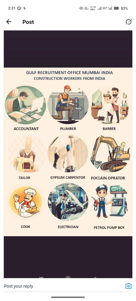 مرحبا بكم 
🔨 كل أنواع العمالة متوفرة من الهند:
🚗 سائق عائلة – 🚛 سائق شاحنات – 🏗️ عامل معدات ثقيلة
✔️ ميكانيكي سيارات – كهربائي – مصلّح مكيفات
✔️ سباك – دهان – نجار
🍲 طباخين هنود للمأكولات 
📩 للحجز والاستفسار: مسعود اشرف 
wa.me/+919119634332

#امواتكم_بالدعاء_لهم_يفرحون