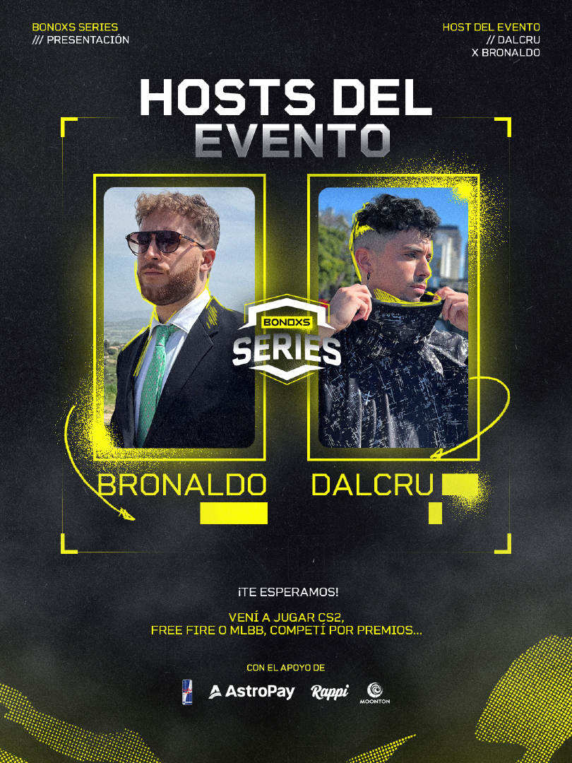 BONOXS LATAM (@bonoxs_latam) on Twitter photo 🧙♂️ LOS ANFITRIONES DEL CAOS
👉 Falta 1 semana y <a href="/elbronaldook/">Bronaldo |-/</a> & @dalcru ya están listos para hostear el stream y recibirte en el primer BNX SERIES ¿y vos?
🎮 Este sábado 23 de Agosto vení a jugar CS2, Free Fire o MLBB
🎁 O veni GRATIS a presenciar el evento y participá por 🧙♂️ LOS ANFITRIONES DEL CAOS
👉 Falta 1 semana y <a href="/elbronaldook/">Bronaldo |-/</a> & @dalcru ya están listos para hostear el stream y recibirte en el primer BNX SERIES ¿y vos?
🎮 Este sábado 23 de Agosto vení a jugar CS2, Free Fire o MLBB
🎁 O veni GRATIS a presenciar el evento y participá por