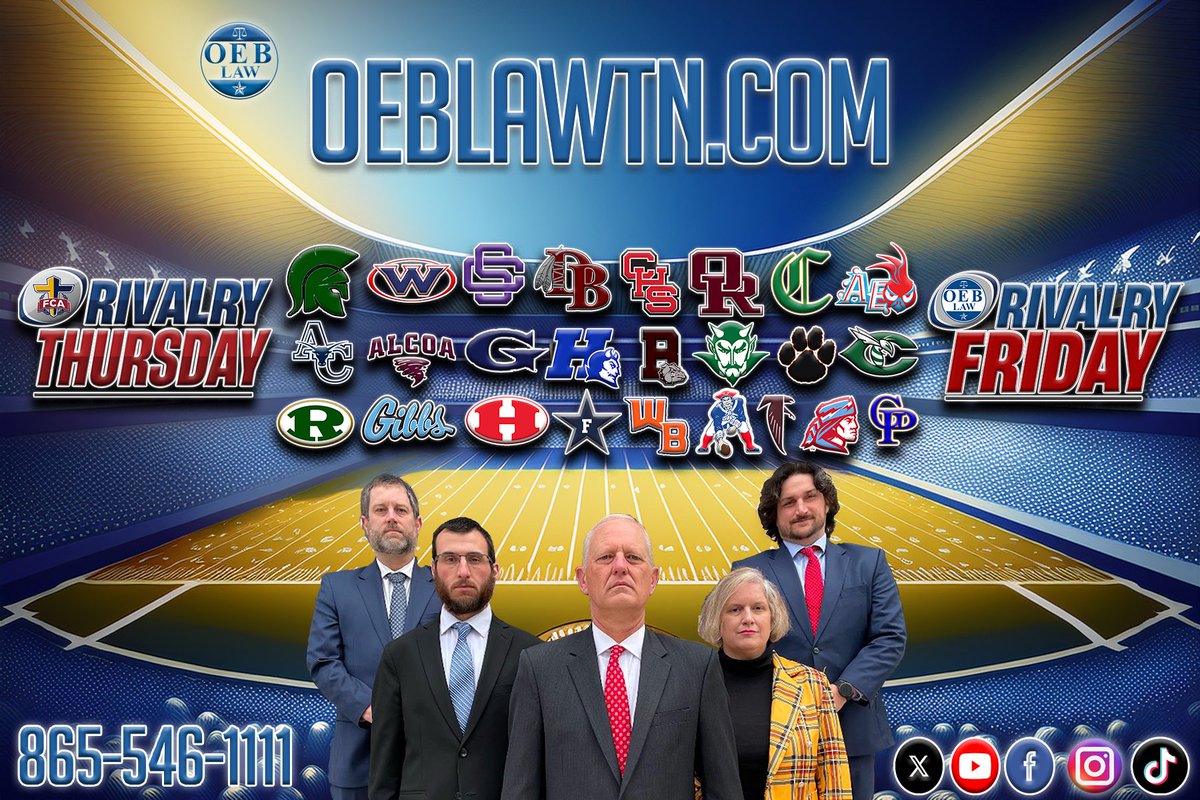 Welcome to the 2025 High School Football Season. We’re grateful for the opportunity to partner with <a href="/rivalrythursday/">RIVALRY THURSDAY</a> once again to showcase the best games in our area. Now with <a href="/BBBTV12/">BBB Communications</a> joining the Rivalry Brand our OEB Law Games of the week will reach heights we’ve never seen!