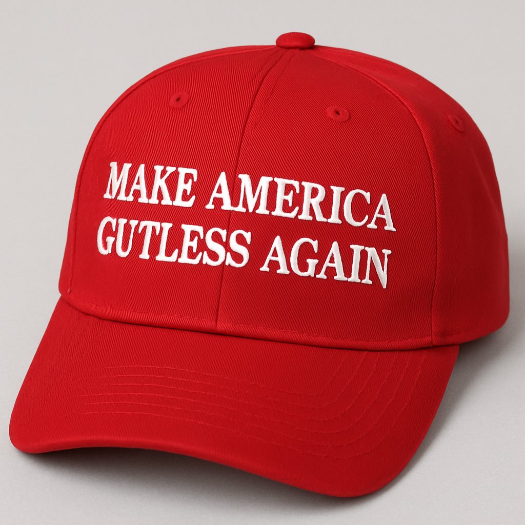 Nothing strong about surrendering to autocrats. This is what MAGA really means: 

Make America Gutless Again.

#TACOTrump