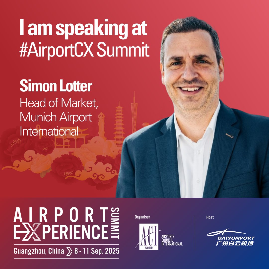 🤝 Simon Lotter, Head of Market at Munich Airport International, will speak at #AirportCX Summit 2025.

Panel:
“Strengthening the Airport Community: The Power of Collaboration” — on how airport–airline partnerships improve the passenger experience.

📍 Guangzhou | 📅 8–11 Sept
🔗