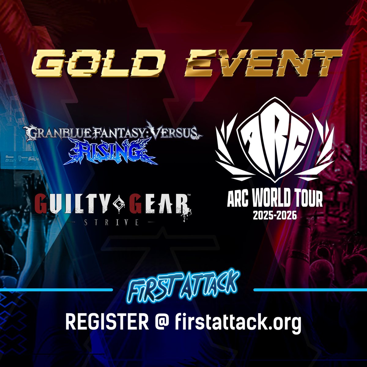 First Attack PR 🇵🇷 (@firstattackpr) on Twitter photo #FA2025 is part of the #AWT2025 as a Gold Event for #GGST and #GBVSR!
Register today for an opportunity to get some points and get one step closer in qualifying for the finals!
Register at: Start.gg/firstattack
<a href="/ASWesports/">ASW_esports ┃ARC WORLD TOUR 2025-2026</a> #FA2025 is part of the #AWT2025 as a Gold Event for #GGST and #GBVSR!
Register today for an opportunity to get some points and get one step closer in qualifying for the finals!
Register at: Start.gg/firstattack
<a href="/ASWesports/">ASW_esports ┃ARC WORLD TOUR 2025-2026</a>