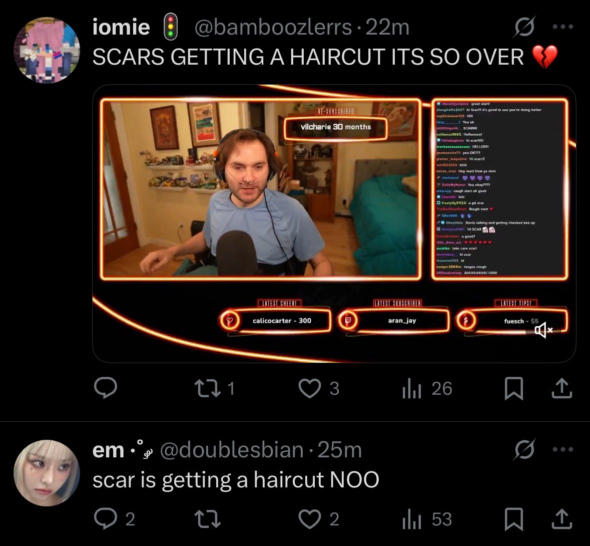 i think scar is getting a haircut 💔💔💔