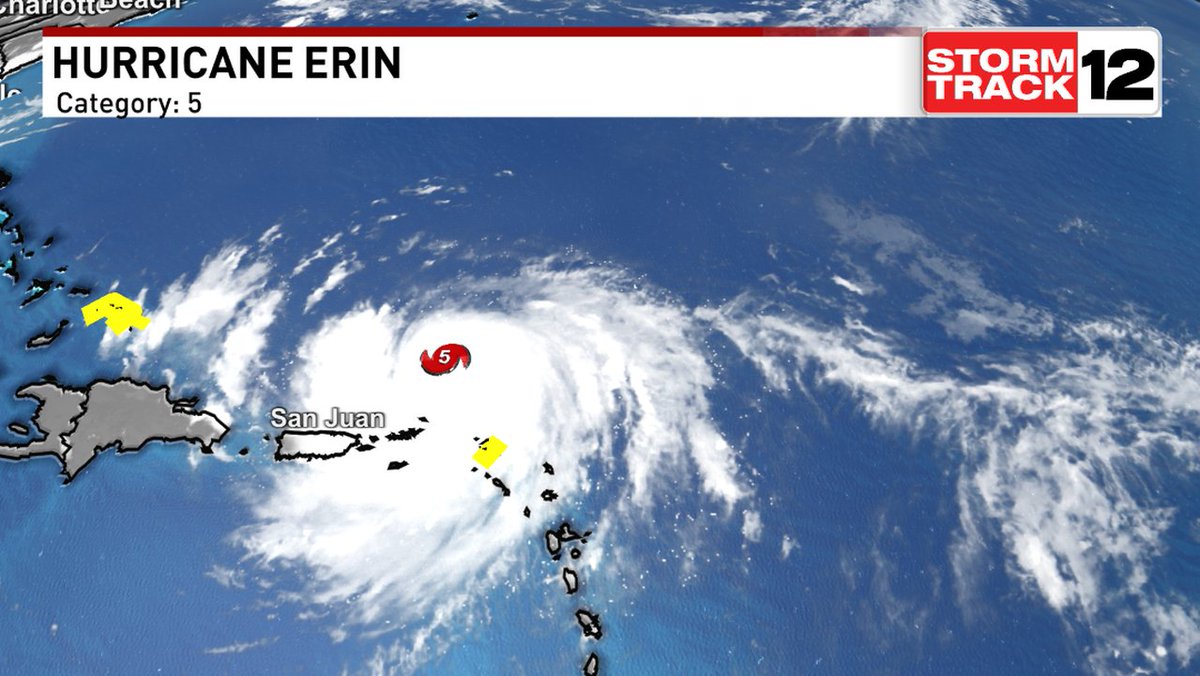 Here's the latest stats on Erin that we are tracking in the tropics. Stay updated by clicking on wcti12.com/weather/maps and looking in the HURRICANE SEASON 2025 section. #ecarwx