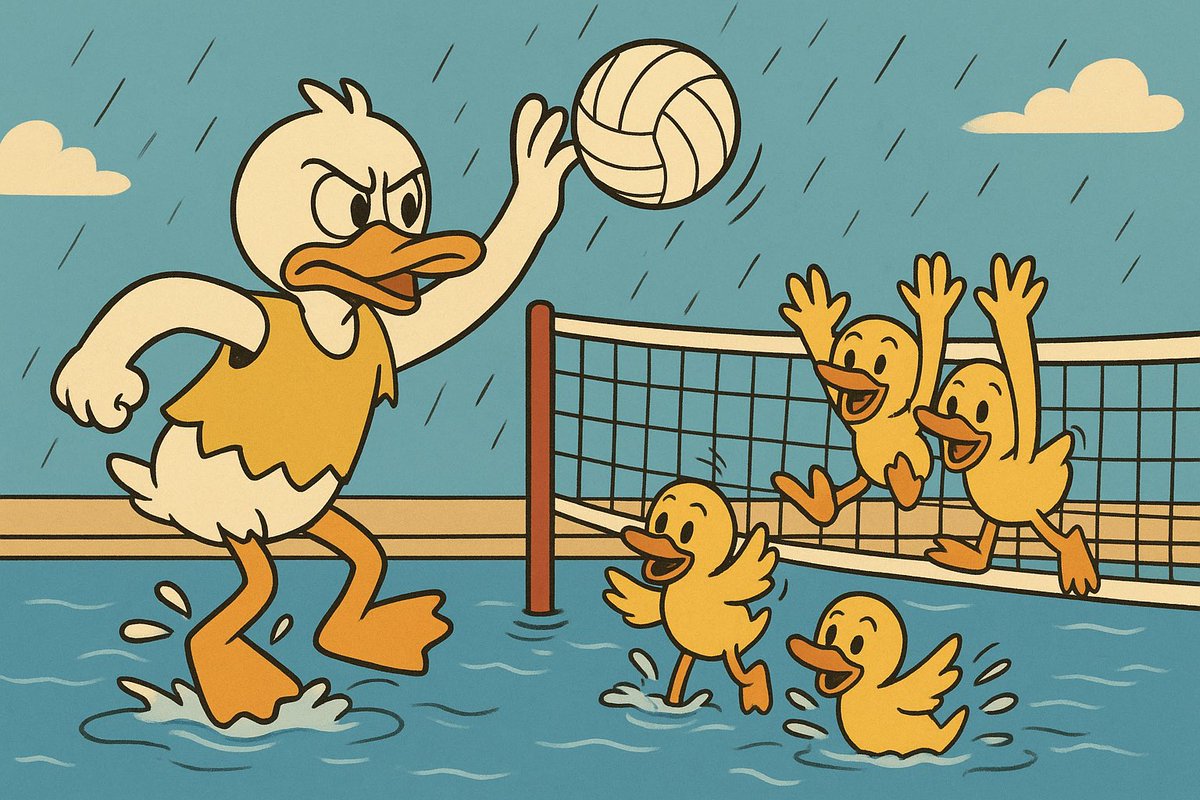 Teaching the ducklings a thing or two about pool volleyball today ….

This is your reminder to Get Up &amp; Get Outside! 

$GUGO