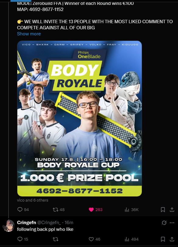 Jaaymefnr's tweet photo. @Cringefn_ @BIGCLANgg @Vicotryona @FrayFN @kiduoo_ @Gripeyy @shxrkFNBR @darmfn_ @volkofn https://t.co/8FwQgesx5E