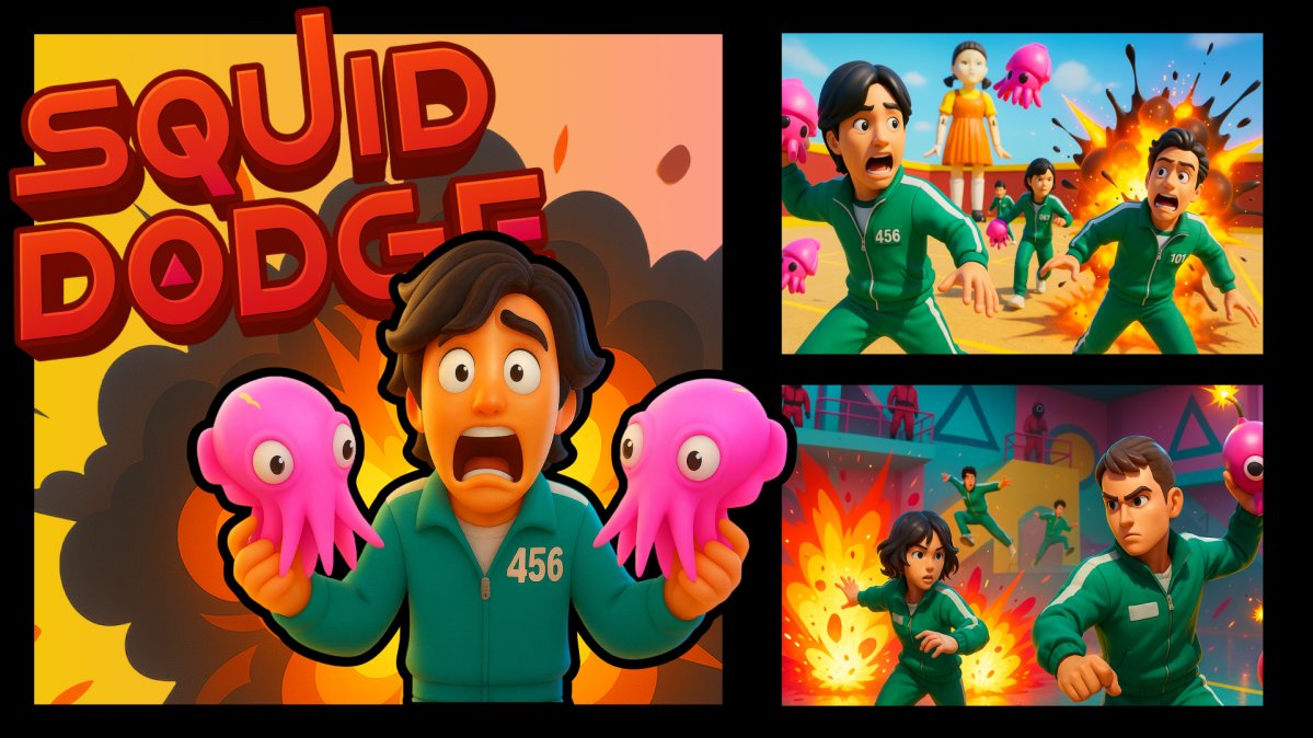 Duck! Dive! Dodge! Squid!

SQUID DODGE
🦑6329-8904-2769
😎10v10
🎣Fish for items!
🏆Be the winning team!
#UEFN #Fortnite #SquidGame 
Made by our team <a href="/CrypticGlitchFN/">Cryptic Glitch</a>