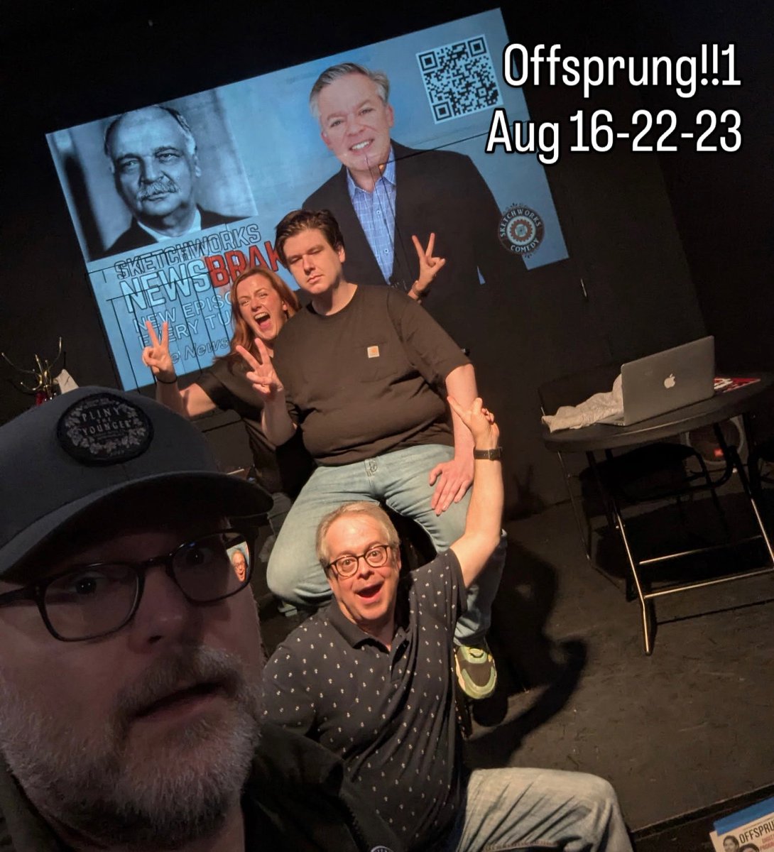 I didn’t take any pics from opening night of the new <a href="/sketchworks/">Sketchworks Comedy</a> show Offsprung!!1 because I was busy in the tech booth all night. Here’s one I’m kinda in 🥳 Join us tonight or next weekend - 31% off 🎟️ with code trox (all lowercase)