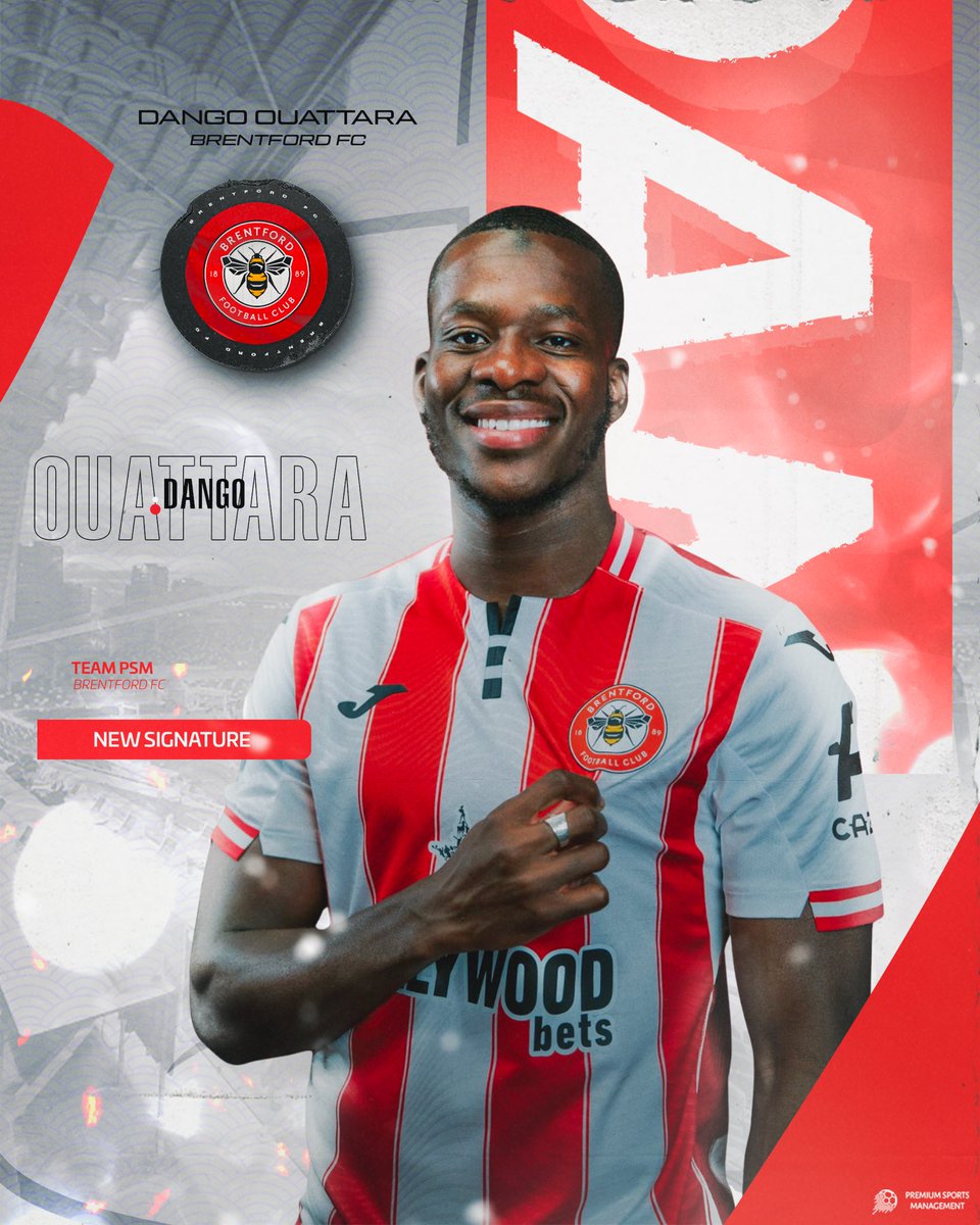 𝗕𝗿𝗲𝗻𝘁𝗳𝗼𝗿𝗱 𝗶𝘀 𝗰𝗮𝗹𝗹𝗶𝗻𝗴 ! ☎️

✍️ We are very excited to announce <a href="/DangoOuattara/">Dango Ouattara</a> has joined <a href="/BrentfordFC/">Brentford FC</a> in <a href="/premierleague/">Premier League</a> until 2️⃣0️⃣3️⃣0️⃣, a new chapter begins with the Bees. 🐝 

Wish you to shine, can’t wait to see you on the pitch ! #TeamPSM
