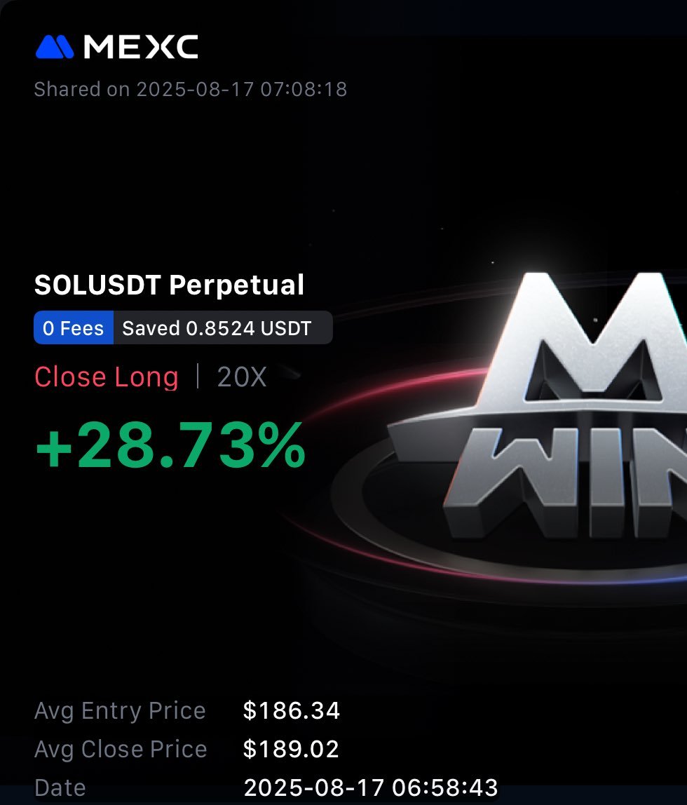 $SOL longumu %30'a yakın kar ile kapatıyorum 🔥🔥

Tekrar açtığımda haber ederim, güzel işlemdi yakında az kişinin bulunduğu özel telegram kanalımı burada da paylaşacağım✍️

Bu yıl bitmeden çok KAZANACAĞIZ !!