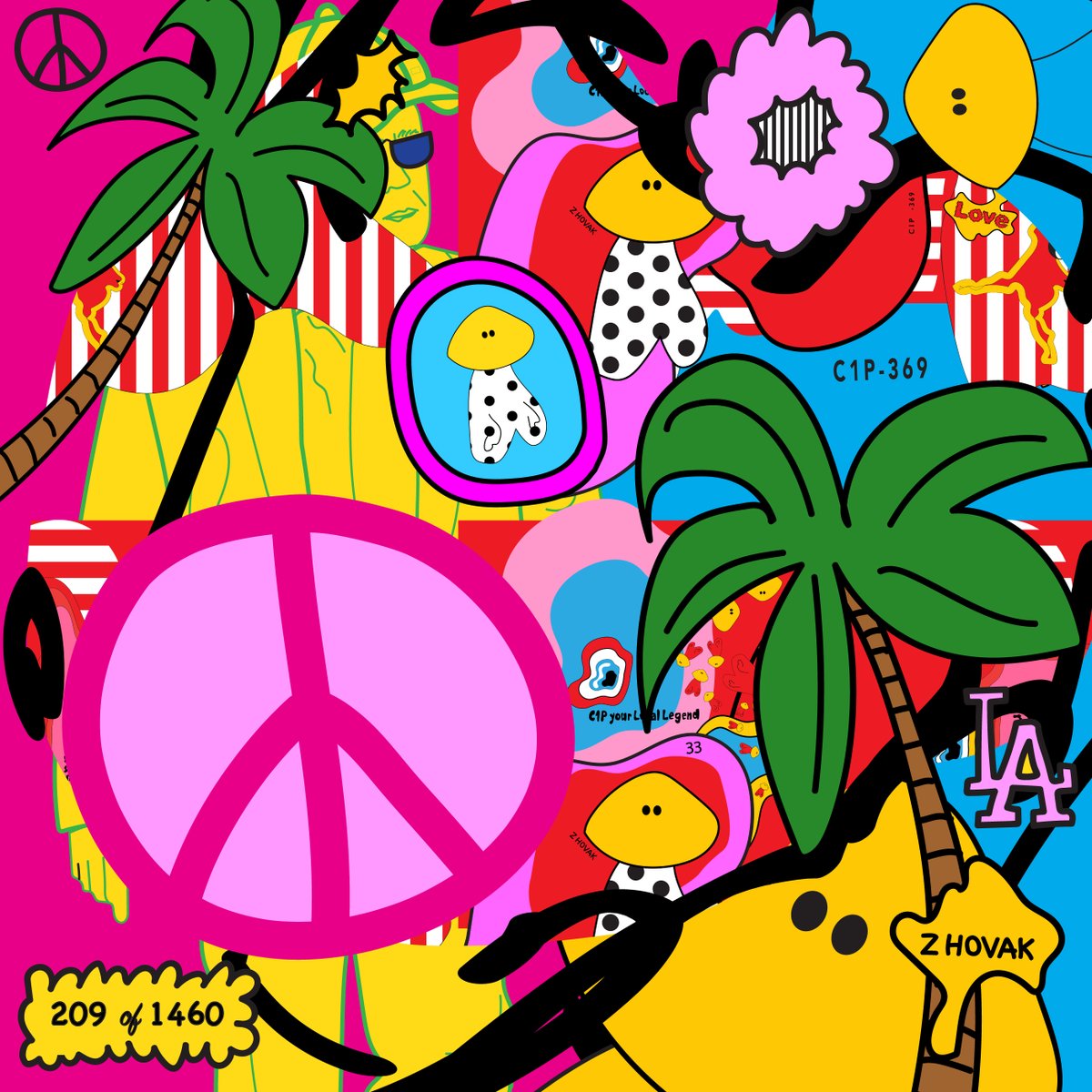 Day : 209 of 1460 
Piece Title: Peace Peace 
Date: August , 16th , 2025
Medium: Digital
Frequency: 333hz 
opensea.io/item/ethereum/…
This Collection is called: "Quantum Pop Art Journalism". One a day. 1460 total of President Trumps time in office.
1 unique art for the next 4 years