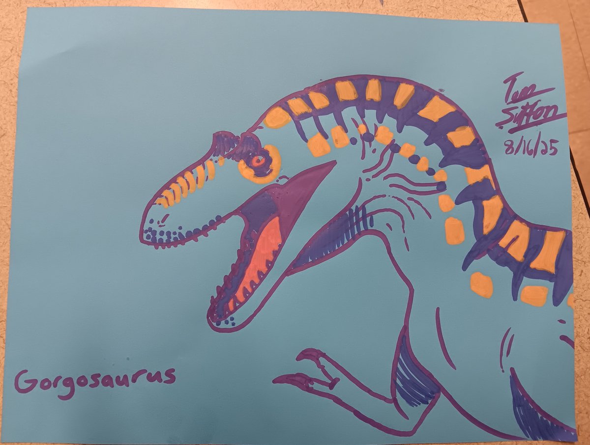 Lil Gorgosaurus I did at work during lunch; they had some paint pens in the break room