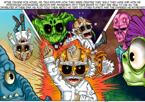 Dr. Teus tells his adventures to his new friends Booper and Kiara 👽

We want to share this project with you on #Cardano. 👀Check out the Orboros Alliance comic #1 here.   
👉n9.cl/ab9k2

#CNFT #NFT #ADA #CardanoCommunity #comic #Art