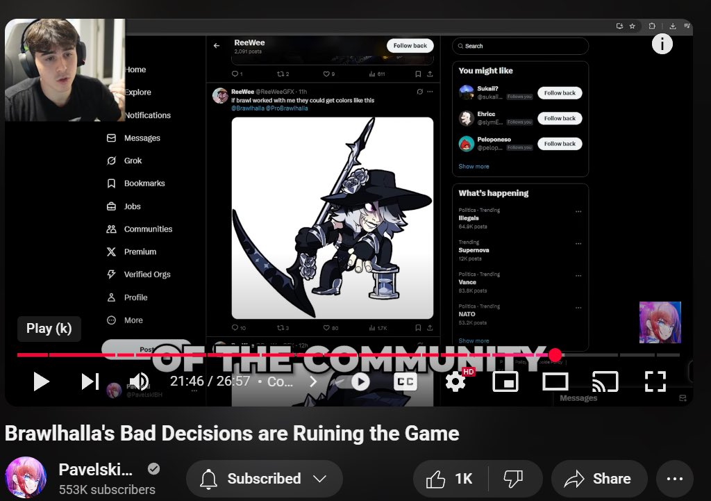 DVN | ReeWee ( COMMS OPEN ) (@reeweegfx) on Twitter photo My work is noticed?!? Hear <a href="/PavelskiBH/">Pavelski</a> out a bit <a href="/Brawlhalla/">Brawlhalla</a> <a href="/ProBrawlhalla/">Brawlhalla Esports</a> He ain’t wrong My work is noticed?!? Hear <a href="/PavelskiBH/">Pavelski</a> out a bit <a href="/Brawlhalla/">Brawlhalla</a> <a href="/ProBrawlhalla/">Brawlhalla Esports</a> He ain’t wrong