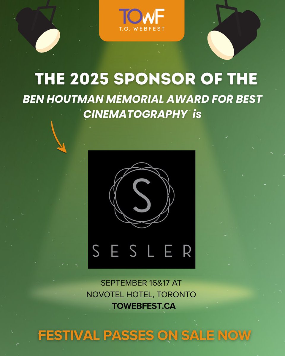 webseriescanada's tweet image. 🎥 Sponsor Spotlight: Sesler! 🎬✨

We’re thrilled to have Sesler presenting the Ben Houtman Award for Best Cinematography at this year’s #TOWebFest! Sept 16–17 we celebrate the vision + artistry of cinematographers at our Awards Gala. 

🎟️ Get passes: towebfest.ca