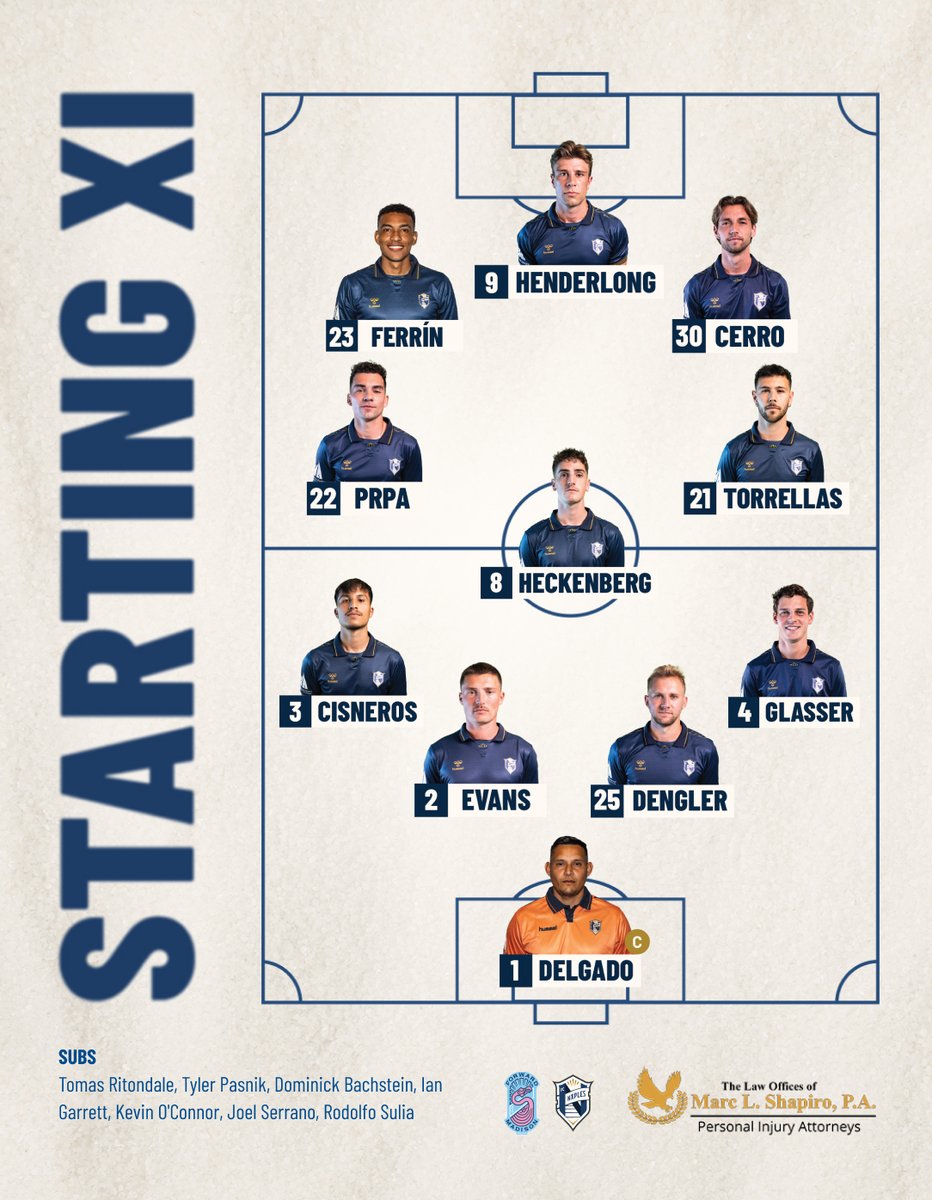 Our XI is set in Madison.

Presented by Shapiro Law ⚖️

#FCNaples #MADvNAP #ShapiroLaw #StartingXI #USLLeagueOne