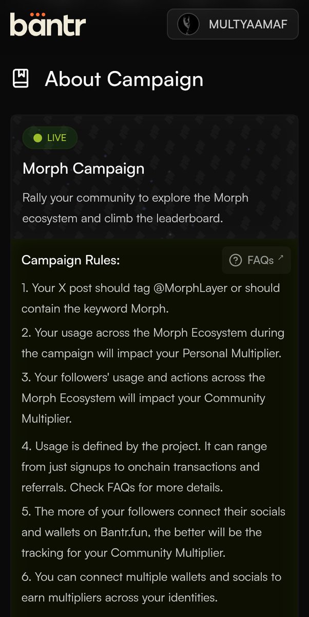 MULTYAAMAF (@multyaamaf) on Twitter photo MorphLayer makes Web3 simple & exciting โจ. Join campaigns, post actively & stack points. The more you engage, the higher you rise on the leaderboard ๐. Iโll follow anyone who follows me ๐ค. Tagging <a href="/MorphLayer/">Morph</a> #Morph
beta.bantr.fun/?ic=1BEELDN
Here's link to get onboard โ๏ธ๐โคด๏ธ MorphLayer makes Web3 simple & exciting โจ. Join campaigns, post actively & stack points. The more you engage, the higher you rise on the leaderboard ๐. Iโll follow anyone who follows me ๐ค. Tagging <a href="/MorphLayer/">Morph</a> #Morph
beta.bantr.fun/?ic=1BEELDN
Here's link to get onboard โ๏ธ๐โคด๏ธ