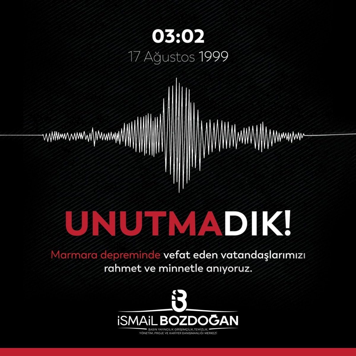 17 Ağustos 1999 Kocaeli depreminin yıldönümünde yüreğim bir kez daha sızlıyor.

Deprem; sadece yıkılan binalar değil…
🌑 Gecenin yarısında çığlıkla uyanmaktır
💔 Sevdiklerini kaybetmektir
😔 Enkaz başında çaresizce beklemektir
O acıyı yaşayan bilir
#17Ağustos #Deprem #Unutmadık