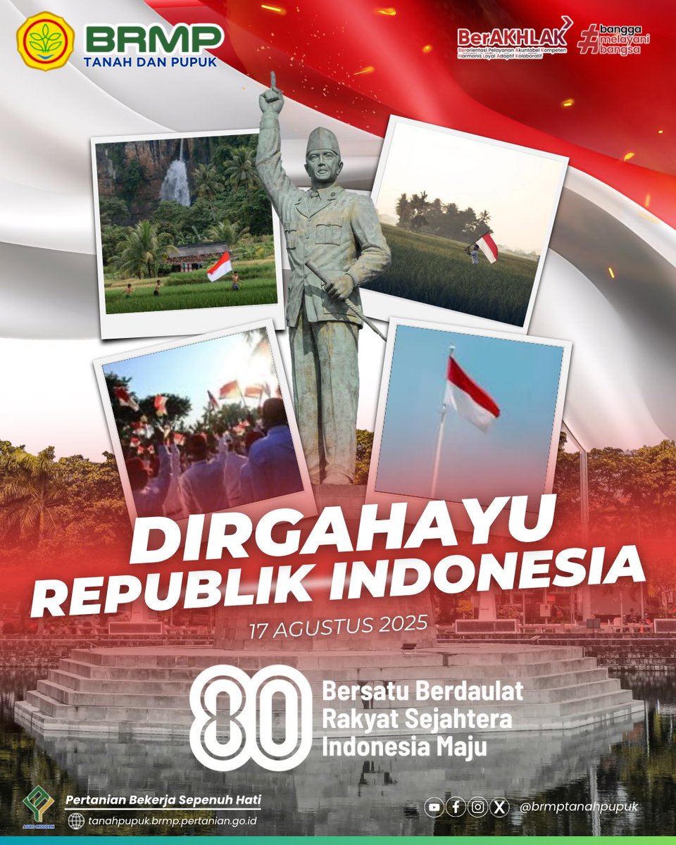 Dirgahayu Republik Indonesia ke-80. 

Mari terus kobarkan semangat kemerdekaan dalam memperkuat sektor pertanian Indonesia. 

Bersatu Berdaulat, Rakyat Sejahtera, Indonesia Maju