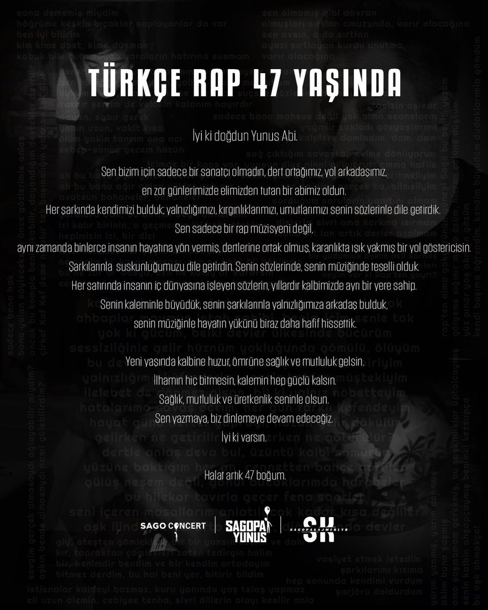 <a href="/Sagopakajmerrap/">Sagopa Kajmer</a> iyi ki doğdun abi :)