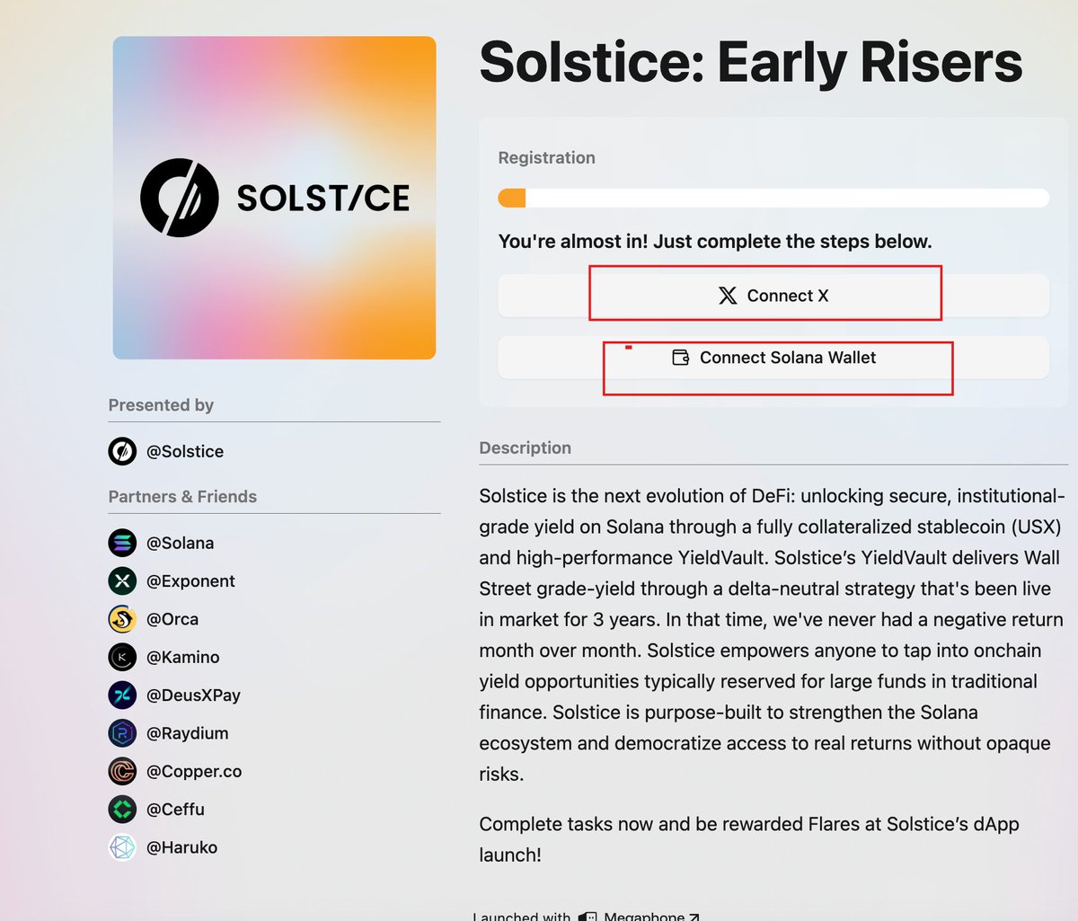 2️⃣Connect Solana your wallet and X account (phantom/solfare)