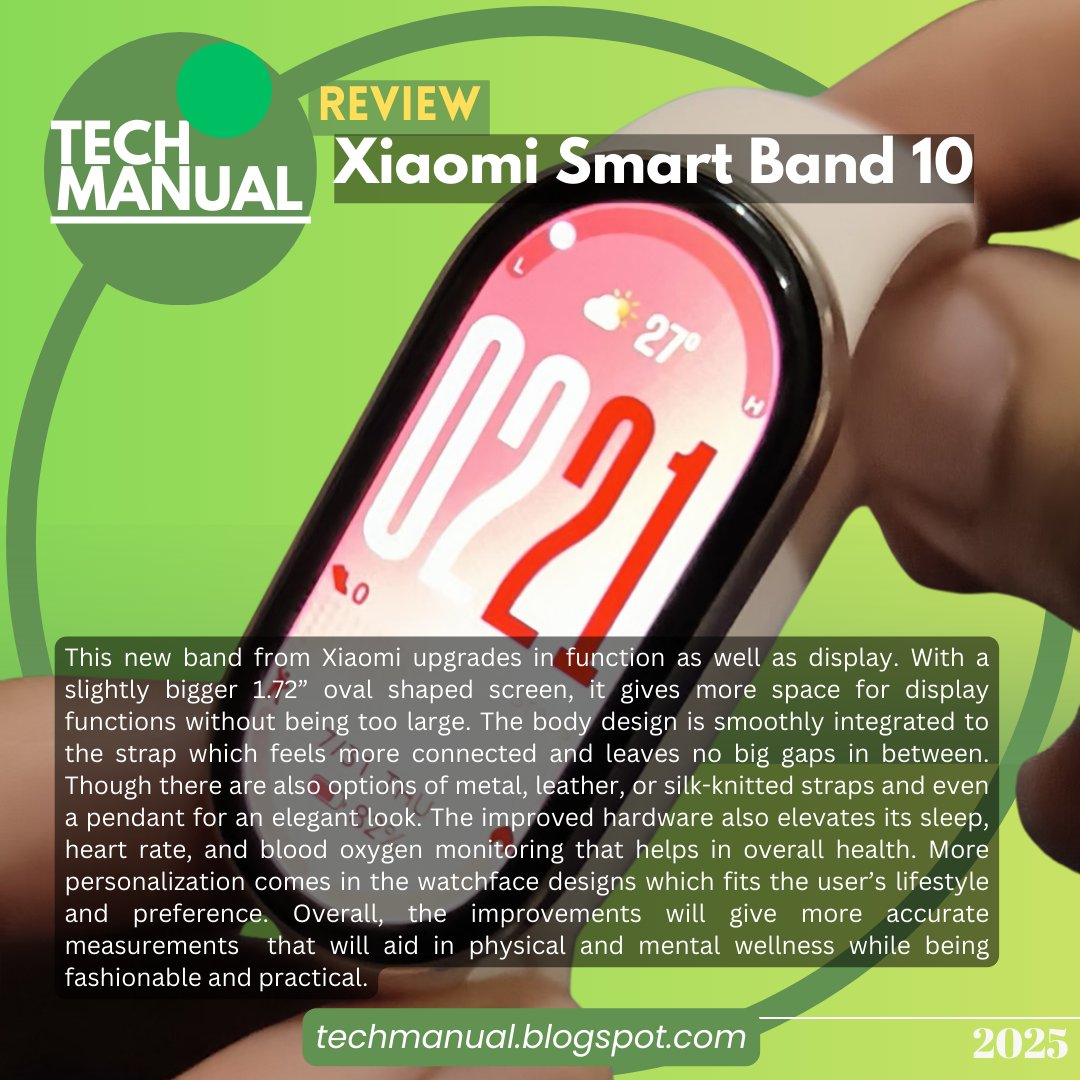 manualtolyf's tweet image. REVIEW: @Xiaomi Smart Band 10
#Xiaomi 
#XiaomiSmartBand10 
#TechManual 
#TechManualPH 
#TechManualReviews