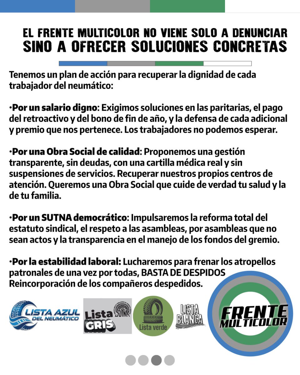 FteMulticolor's tweet photo. 👉🏽 Recuperemos nuestro sindicato para luchar por lo que necesitamos: el salario, la obra social, nuestras condiciones de trabajo y contra los despidos: Reincorporación ya
Y que los trabajadores decidamos todo desde abajo

📢 VOTÁ LISTA AZUL/GRIS/ VERDE/ BLANCA 

Frente Multicolor https://t.co/6FVxb0UJ8b