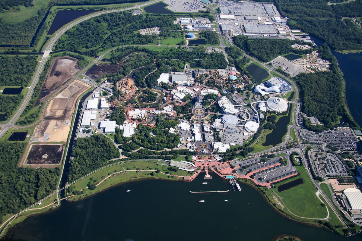 Aerial overview of the Magic Kingdom area.