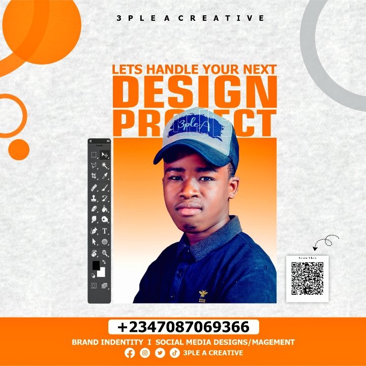Looking for professional design and printing?  
Check out *3PLE A CREATIVE* — flyers, posters, social media content, and top-quality printing!  
Fast, reliable, and professional service.

Call now: +2347087069366  
Don’t wait to hear about it — come see for yourself!
