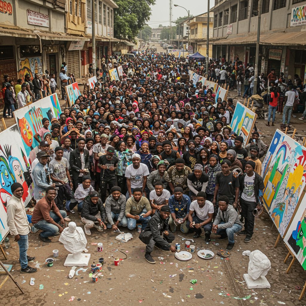 tcefglobal's tweet photo. Street Project Foundation’s 2025 Lagos arts program empowered 500+ youth with creative skills. 

Shout out to @StreetProject1 for this!👍

Source: Street Project Foundation’s 2024 creative arts initiatives, projected to 2025. 
Photo: AI generated image.
#YouthArts #Volunteer https://t.co/UfRqHw9Ww7