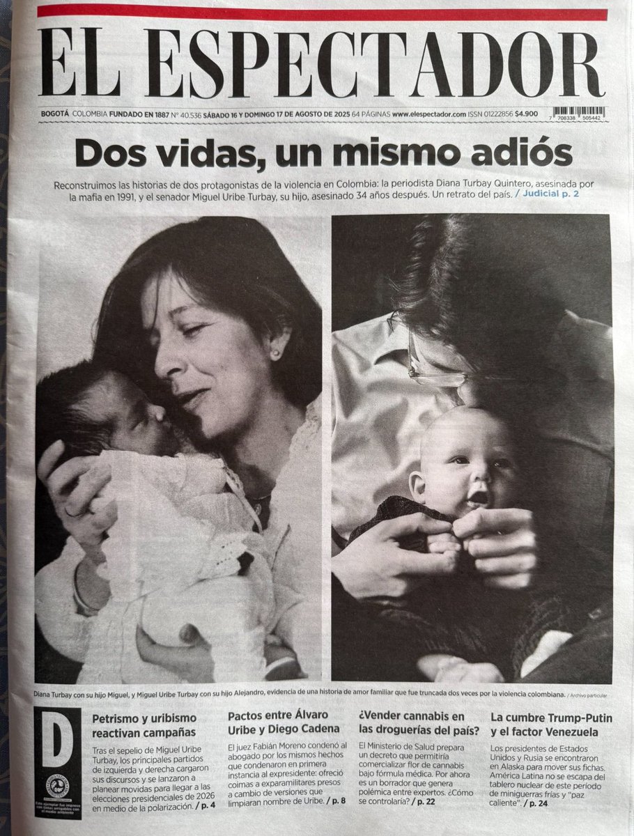 María Fernanda Suárez L. (@mafsul) on Twitter photo Una semana devastadora, una semana para no repetir. 
Cada uno de nosotros debe pensar cuál es el granito de arena que vamos a poner para recomponer nuestro país. No esperen que nadie lo haga por ustedes, si no empiezan por ustedes mismos.
Portada de el Espectador. 34 años Una semana devastadora, una semana para no repetir. 
Cada uno de nosotros debe pensar cuál es el granito de arena que vamos a poner para recomponer nuestro país. No esperen que nadie lo haga por ustedes, si no empiezan por ustedes mismos.
Portada de el Espectador. 34 años