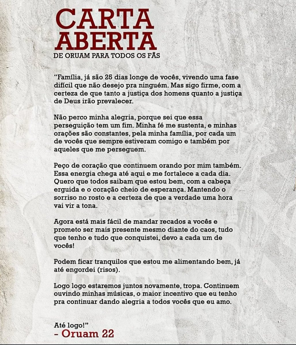 QgOruam's tweet photo. Carte Aberta do Oruam para todos os fãs. ❤️ https://t.co/qV2rDwITux