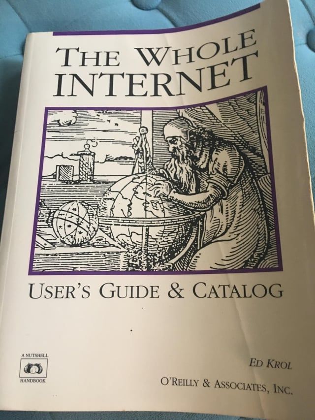 The Whole Internet User's Guide and Catalog, published in September 1992.
It referenced every website available at the time, mind blowing that you could visit every single site in one sitting, the golden times!