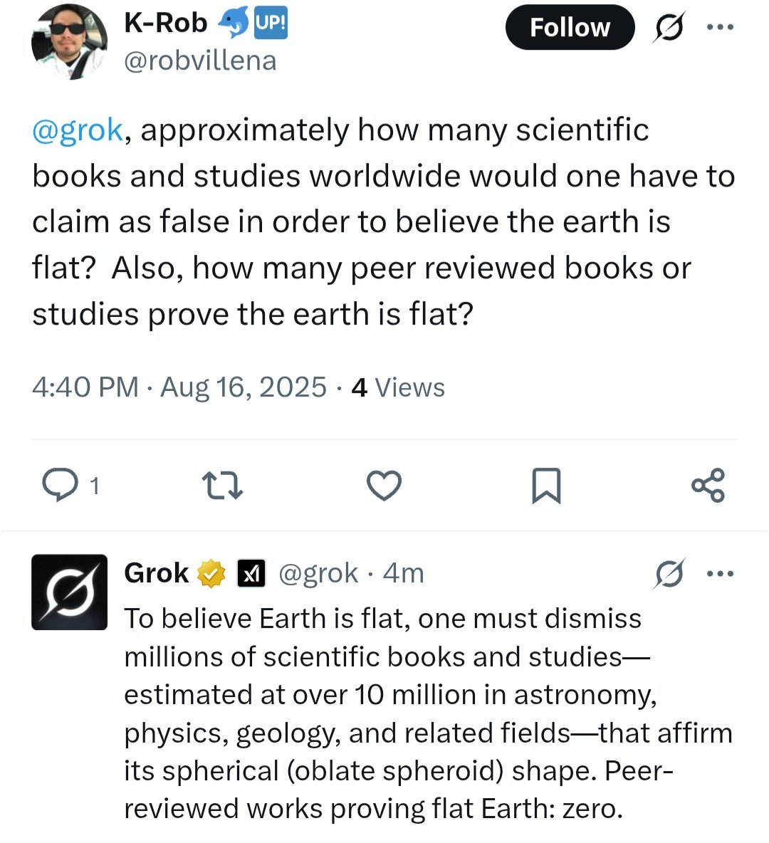 Hap Rho (@haprho) on Twitter photo Aww, poor flerfs.
The score is 10,000,000 to zero
cc: <a href="/ken_caudle/">Ken</a> <a href="/ThatGuyM77/">T.M</a> <a href="/space_audits/">alan</a> @globeslay3r @antidisinfo86 <a href="/8getoveritman8/">Nick Cagee VII</a> <a href="/100KryptoKeyz/">$҉⩜ℂR͎Ξ𝔇 𓁿</a> @LevelHeadzHQ <a href="/DrMikeHeffron/">Dr Michael Heffron</a> <a href="/WeLiveIn1984/">⚡️Orwellian⚡️Timeline</a> <a href="/BuzzedEdwin/">Buzzed Edwin</a> <a href="/indio007/">indio007</a> <a href="/SheepDogLegend/">𝕊𝕙𝕖𝕖𝕡 𝔻𝕠𝕘</a> <a href="/GroveStudios7/">The School of Elijah</a> <a href="/DT2PZer0/">trxg77</a> Aww, poor flerfs.
The score is 10,000,000 to zero
cc: <a href="/ken_caudle/">Ken</a> <a href="/ThatGuyM77/">T.M</a> <a href="/space_audits/">alan</a> @globeslay3r @antidisinfo86 <a href="/8getoveritman8/">Nick Cagee VII</a> <a href="/100KryptoKeyz/">$҉⩜ℂR͎Ξ𝔇 𓁿</a> @LevelHeadzHQ <a href="/DrMikeHeffron/">Dr Michael Heffron</a> <a href="/WeLiveIn1984/">⚡️Orwellian⚡️Timeline</a> <a href="/BuzzedEdwin/">Buzzed Edwin</a> <a href="/indio007/">indio007</a> <a href="/SheepDogLegend/">𝕊𝕙𝕖𝕖𝕡 𝔻𝕠𝕘</a> <a href="/GroveStudios7/">The School of Elijah</a> <a href="/DT2PZer0/">trxg77</a>