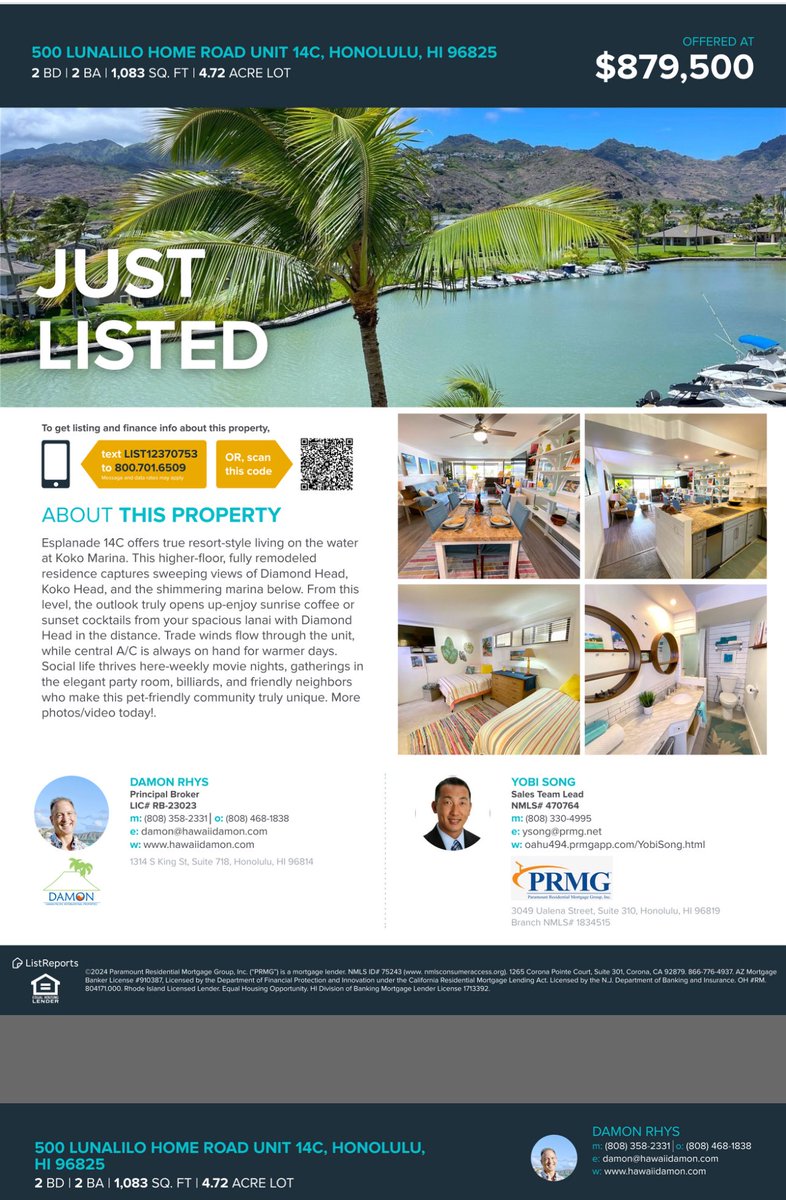 yukin171's tweet image. 💎Just Listed💎

500 Lunalilo Home Road Unit #14C, Honolulu, HI 96825. 1,202 Sqft (Included Lanai 119 Sqft), Fee Simple $879,500

💎新着物件💎

500 Lunalilo Home Road Unit #14C, Honolulu, HI 96825. 土地所有権物件 $879,500

portal.onehome.com/en-US/share/11…

#justlisted  #hawaii #ハワイ