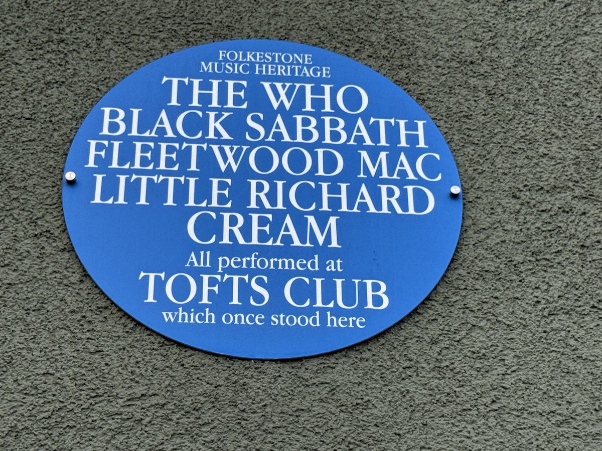 An unexpected discovery on a sunny say out in Folkestone today- a blue plaque for a venue now gone that featured some of the greats including#BlackSabbath