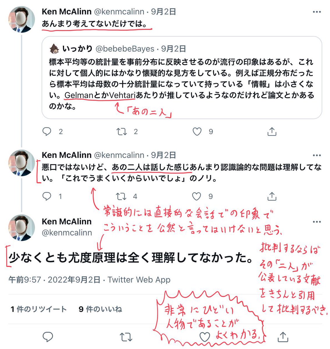 Ken McAlinn氏は、Gelmanさん達について公表されている文献を引用して